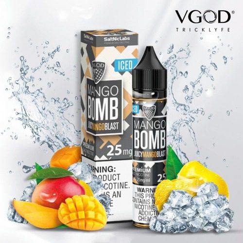 vgod-mango-iced سالت نیکوتین انبه یخ برند ویگاد VGOD MANGO BOMB ICE SALT NIC - Image 1
