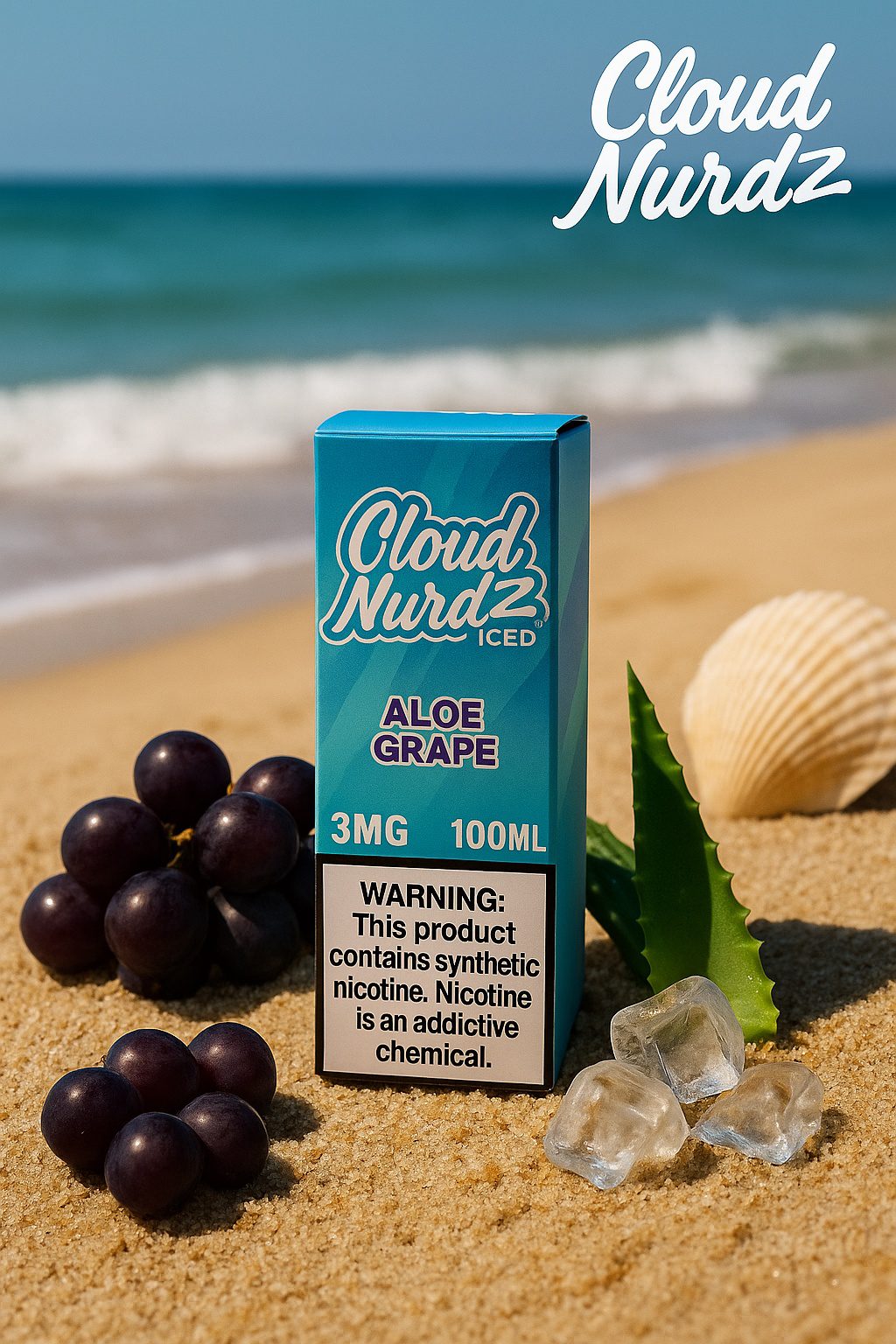 cloud-nurdz-iced-aloe-grape-freebase-100ml-3mg جوس انگور و آلوئهورا با یخ کلود نوردز